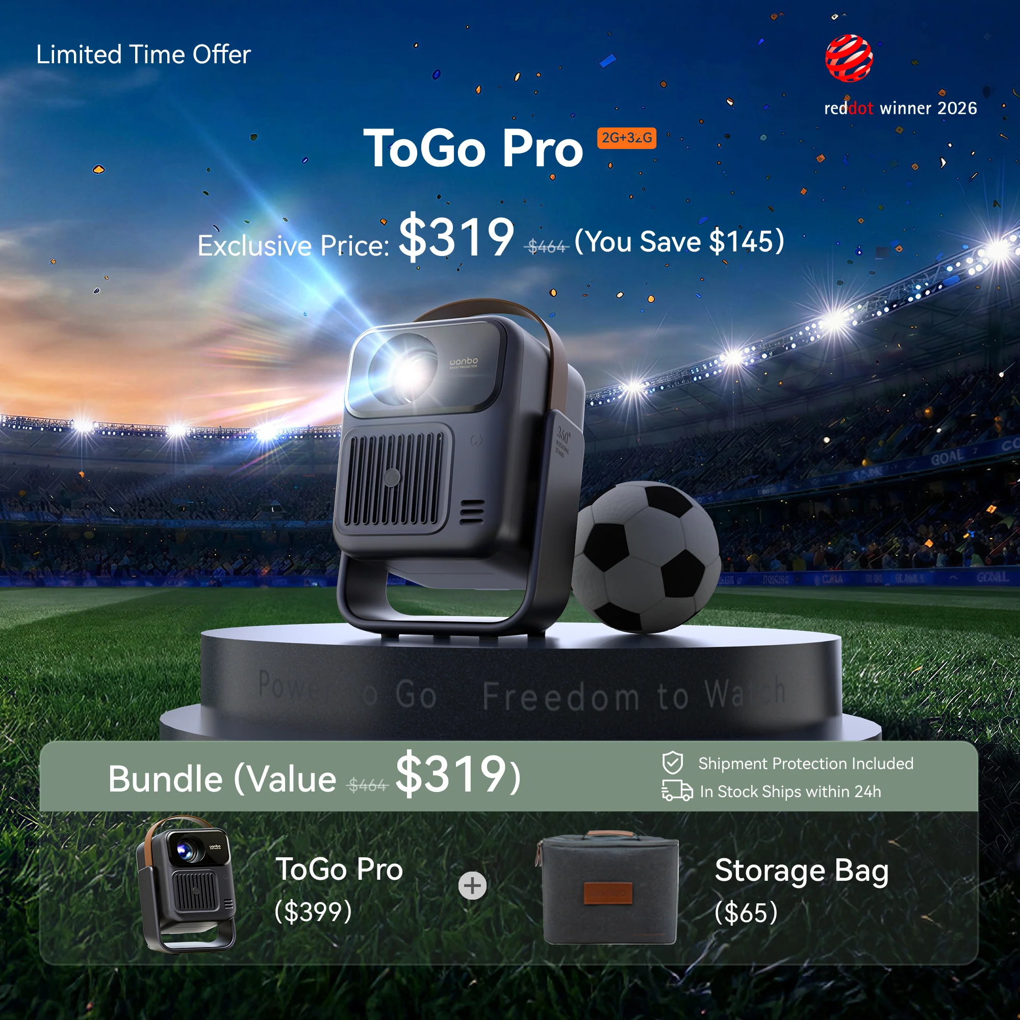 Wanbo ToGo Pro: Google TV Projector with Android 14 & Longest Battery for Outdoor - Image 9